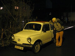 Maruska, the car-girl on an old Zastava