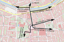 Stadtplan der Umgebung vom Meidlinger Platz.